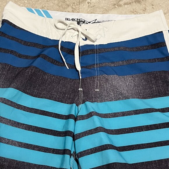 Billabong Recycler Series Platinum Stretch Blue White Striped Board Shorts Swim - Picture 3 of 8